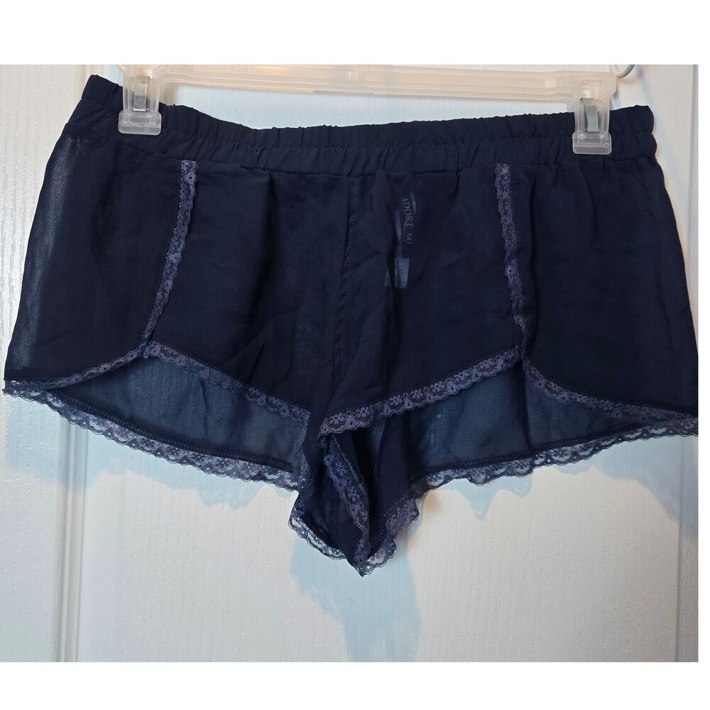 Adore Me sheer lace sleep shorts sz L navy blue 358